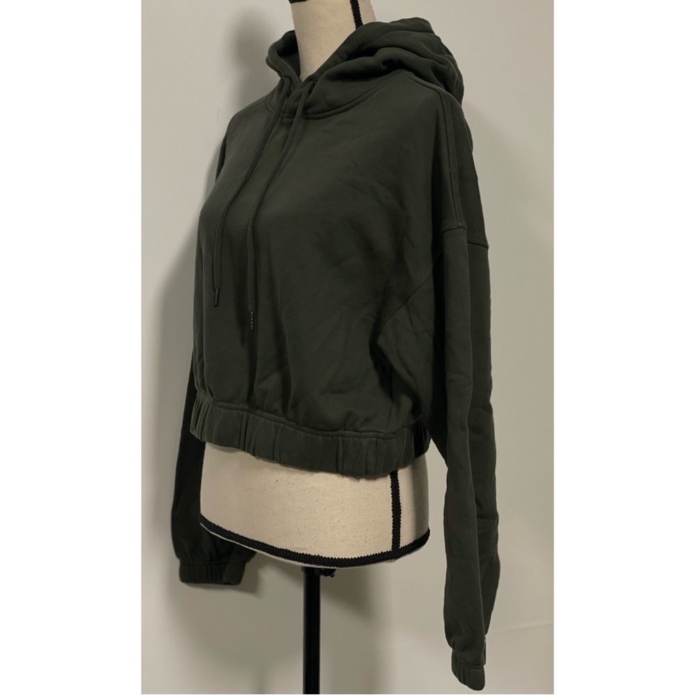 Forever 21 Cropped Terry Hoodie Olive Green Size 0X - Picture 7 of 9
